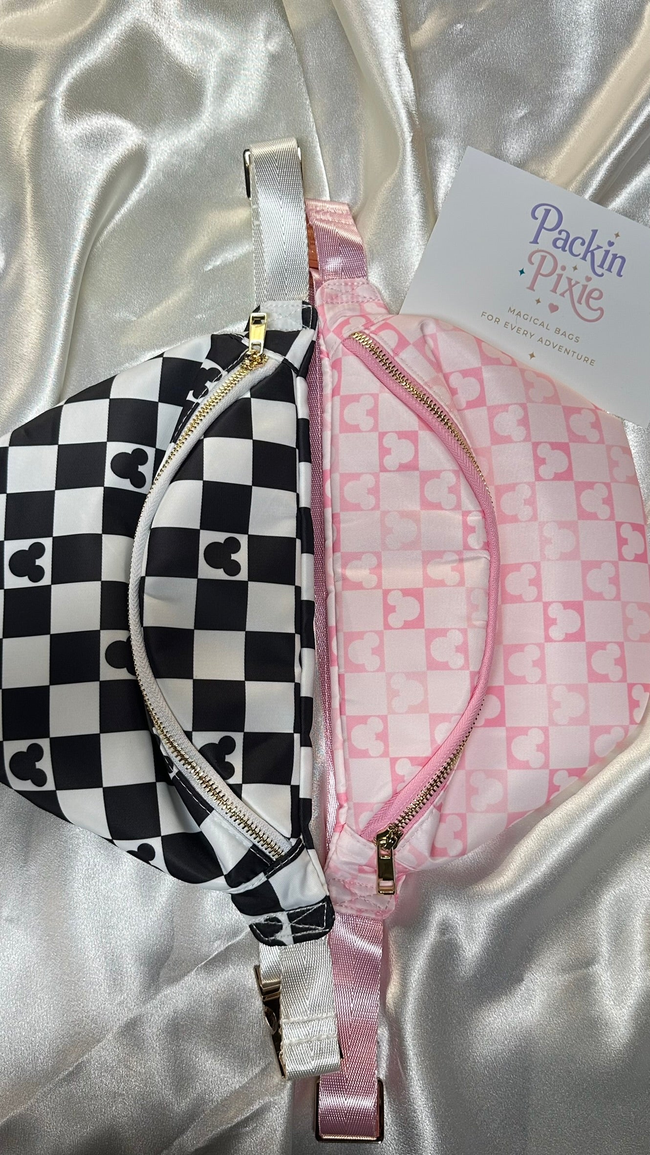 Black and White Checkerboard Mouse Fanny Pack
