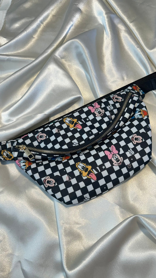 Black and White Checkerboard Friends Fanny Pack