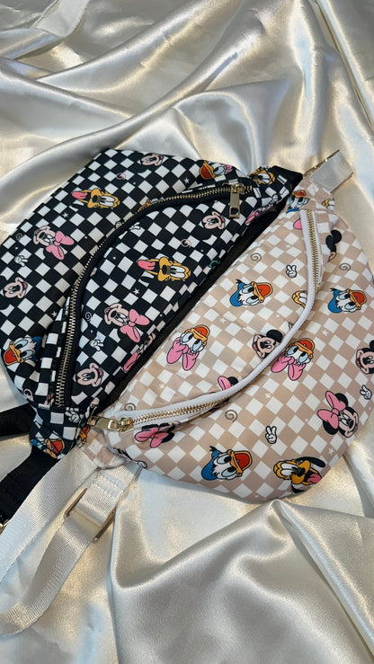 Neutral Checkerboard Friends Fanny Pack